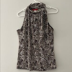 Anne Klein Black and White Tie Front Tank Top